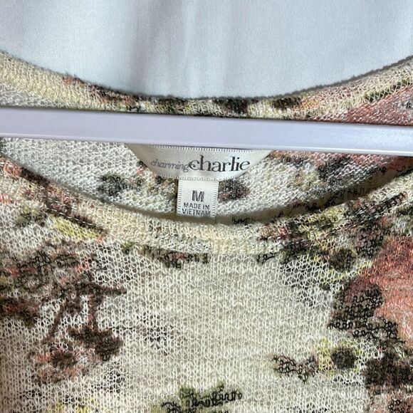 (10) Rose floral charming Charlie tunic sweater thin size medium - Picture 3 of 4